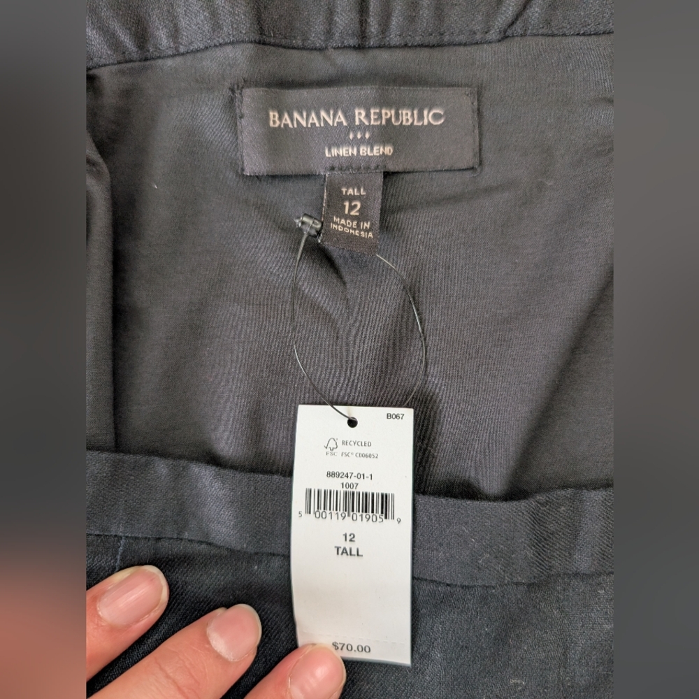 Banana Republic Linen Blend Black Mini Skirt 12Tall - Picture 2 of 6